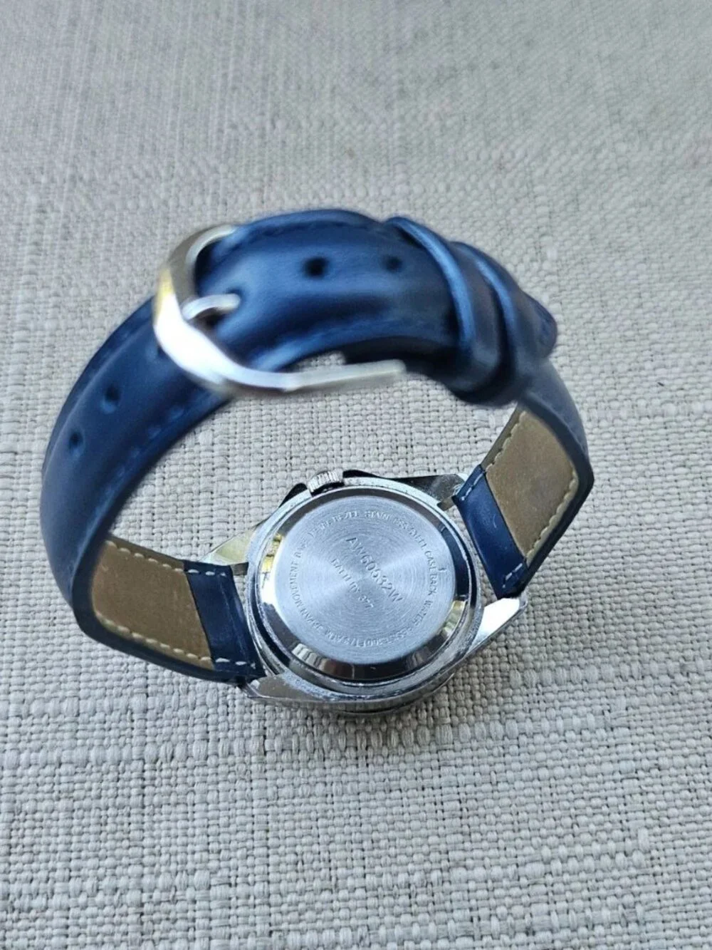 Women Wristwatch Blue Genuine Leather Strap Date Calendar Analog Quartz Watch